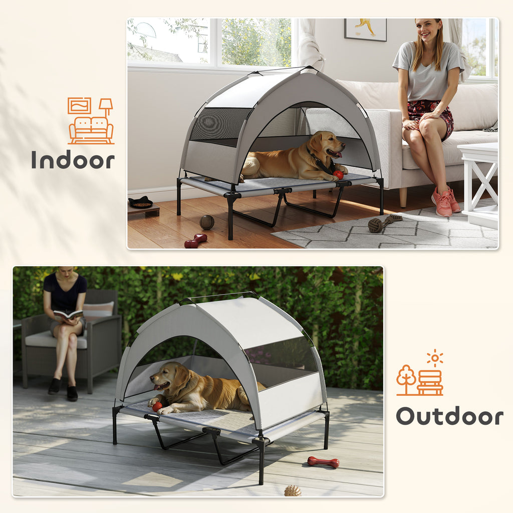 Elevated Dog Bed with Canopy & Cooling Pad