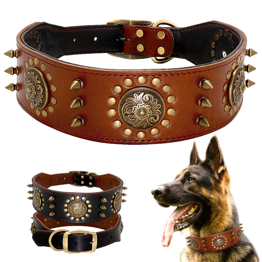 Anti-Bite Leather Dog Collar – Large