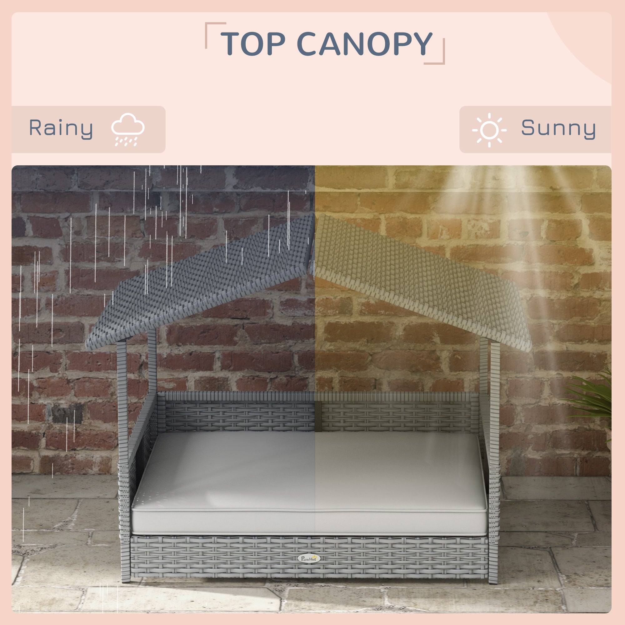 Wicker Dog Bed with Canopy
