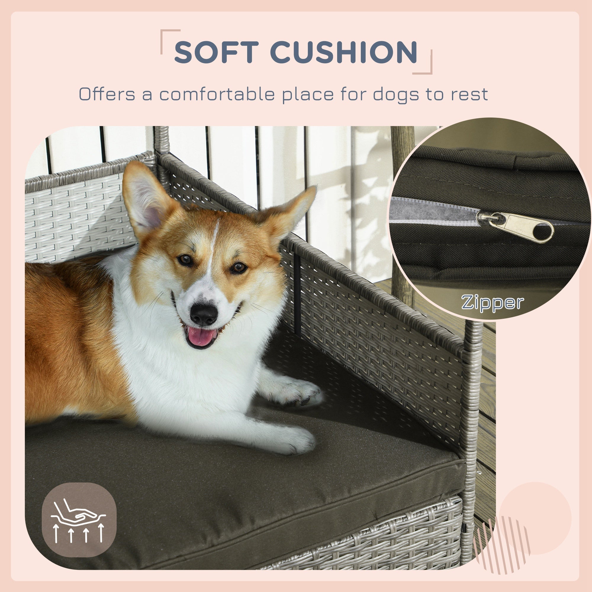 Rattan Dog Bed with Canopy