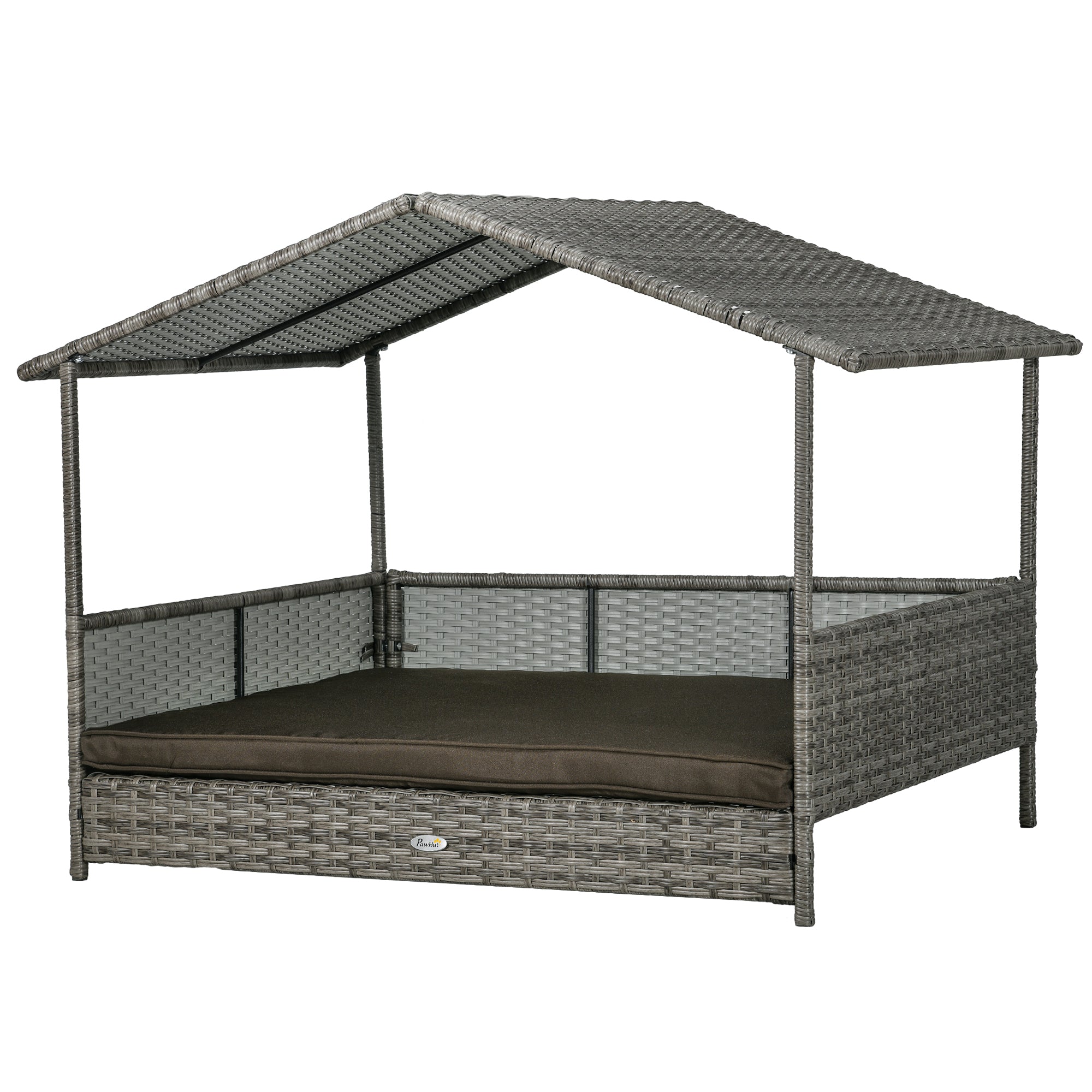 Rattan Dog Bed with Canopy