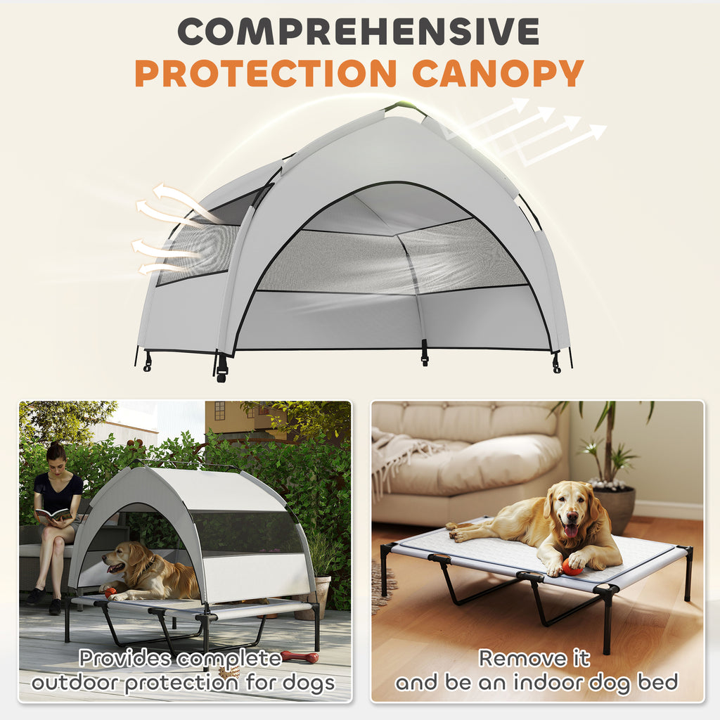 Elevated Dog Bed with Canopy & Cooling Pad