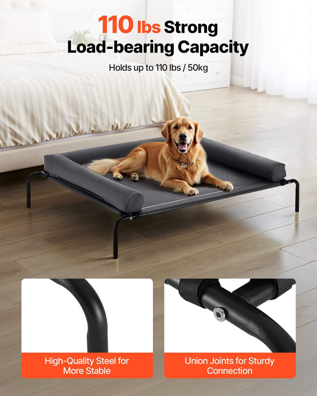 Raised Dog Cot with Pillow
