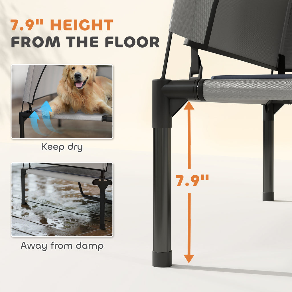 Elevated Dog Bed with Canopy & Cooling Pad