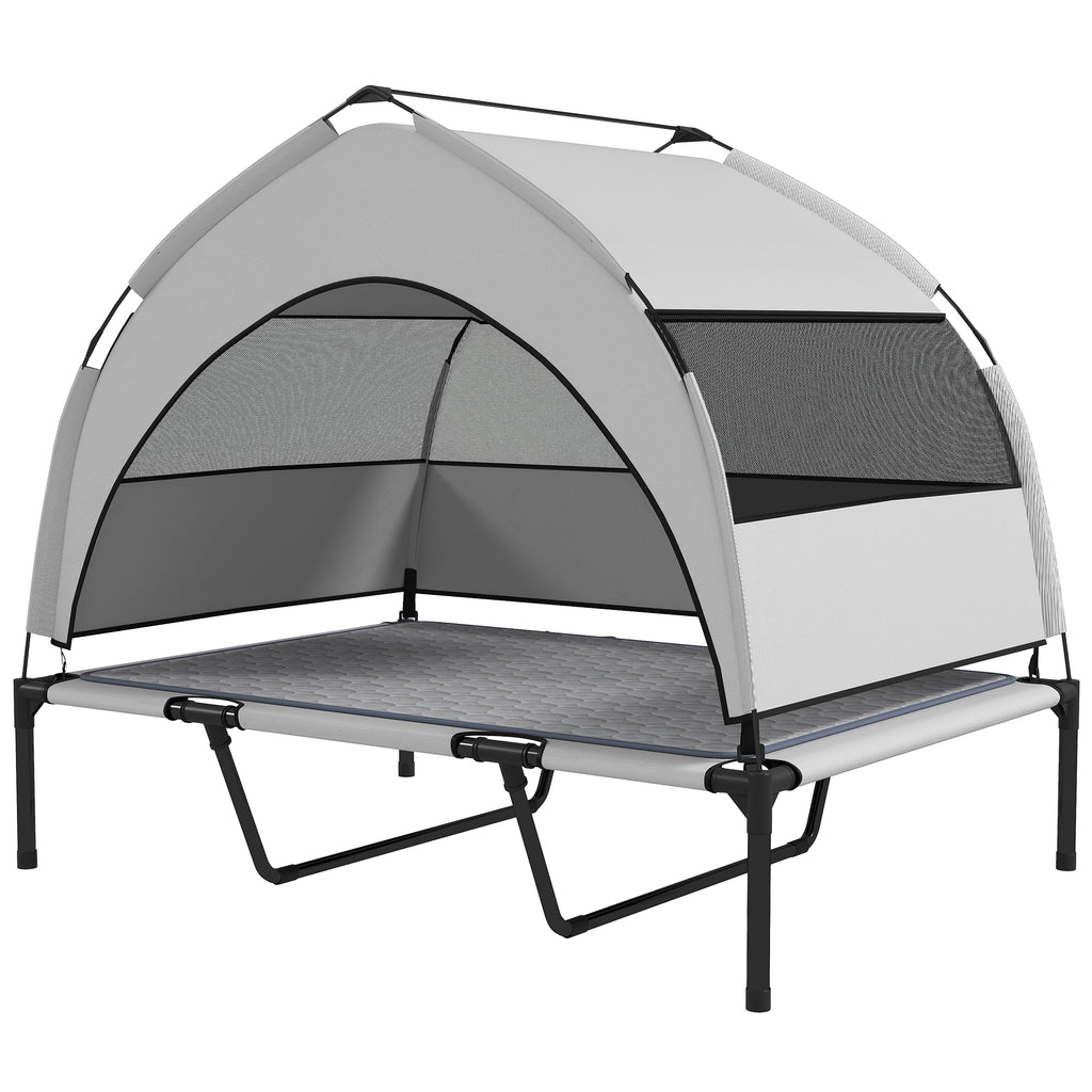 Elevated Dog Bed with Canopy & Cooling Pad