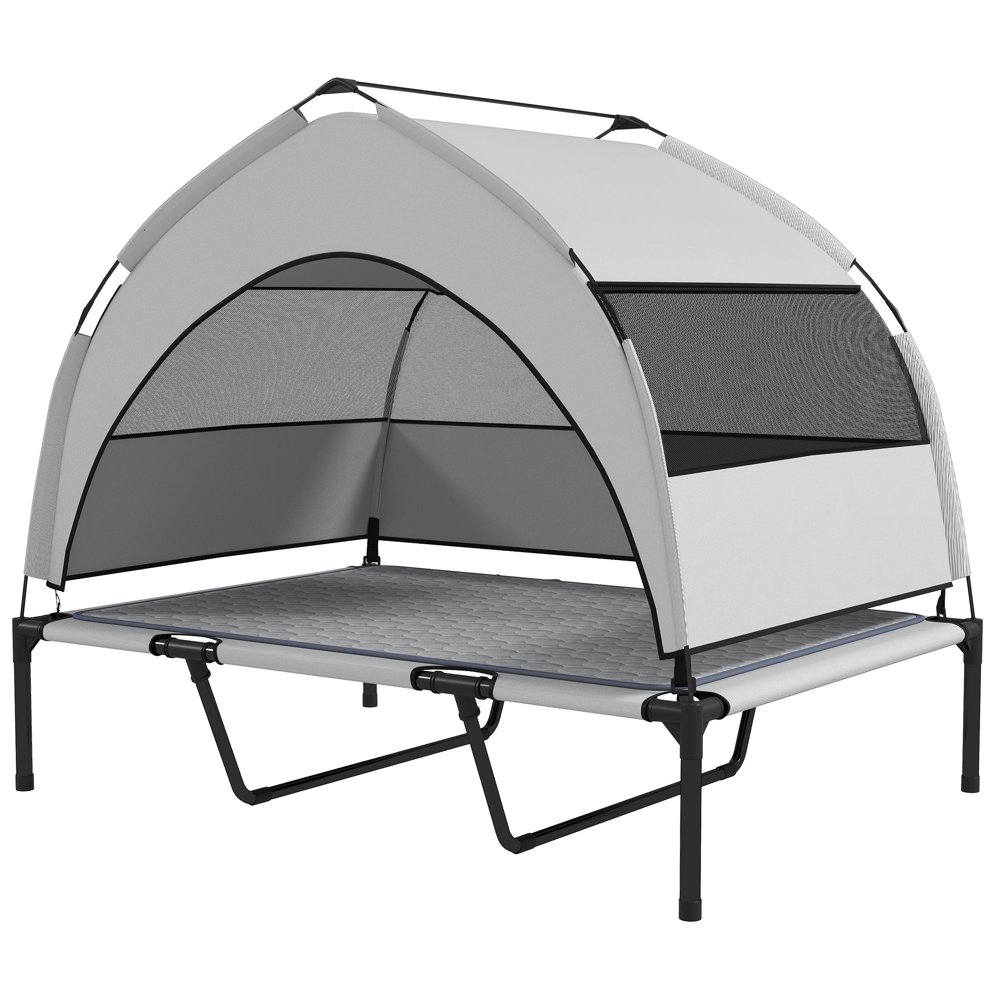 Elevated Dog Bed with Canopy & Cooling Pad