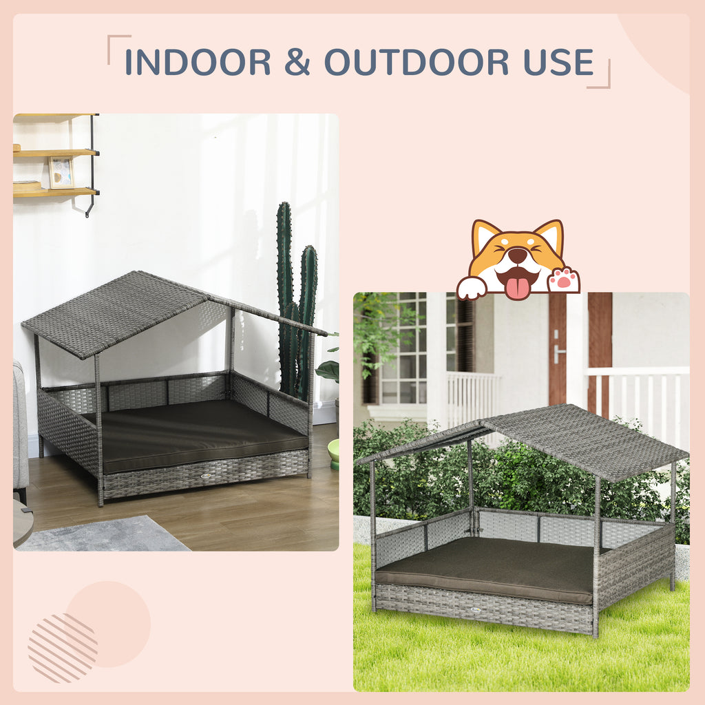 Rattan Dog Bed with Canopy