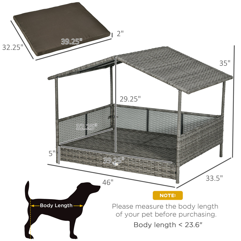 Rattan Dog Bed with Canopy