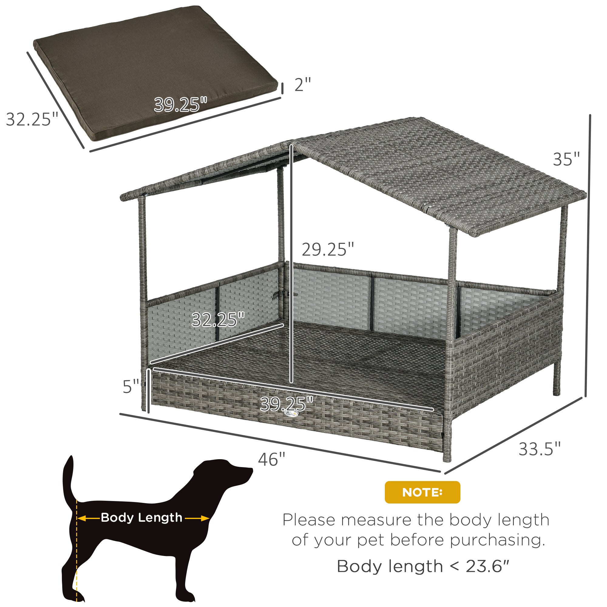 Rattan Dog Bed with Canopy